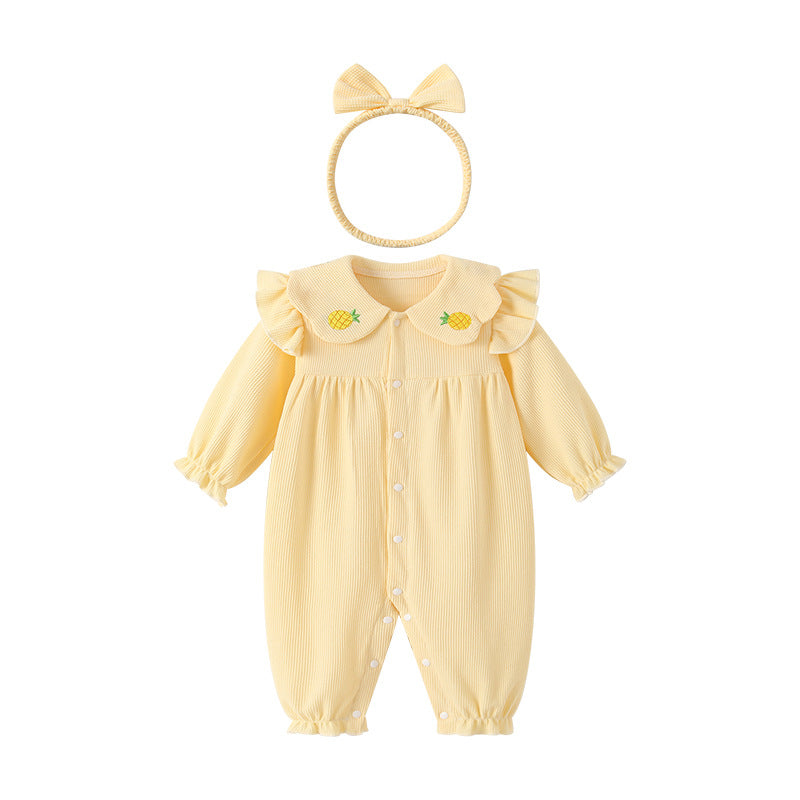 Newborn baby clothes spring autumn  new style doll collar baby girl romper super cute crawling suit spring outfit