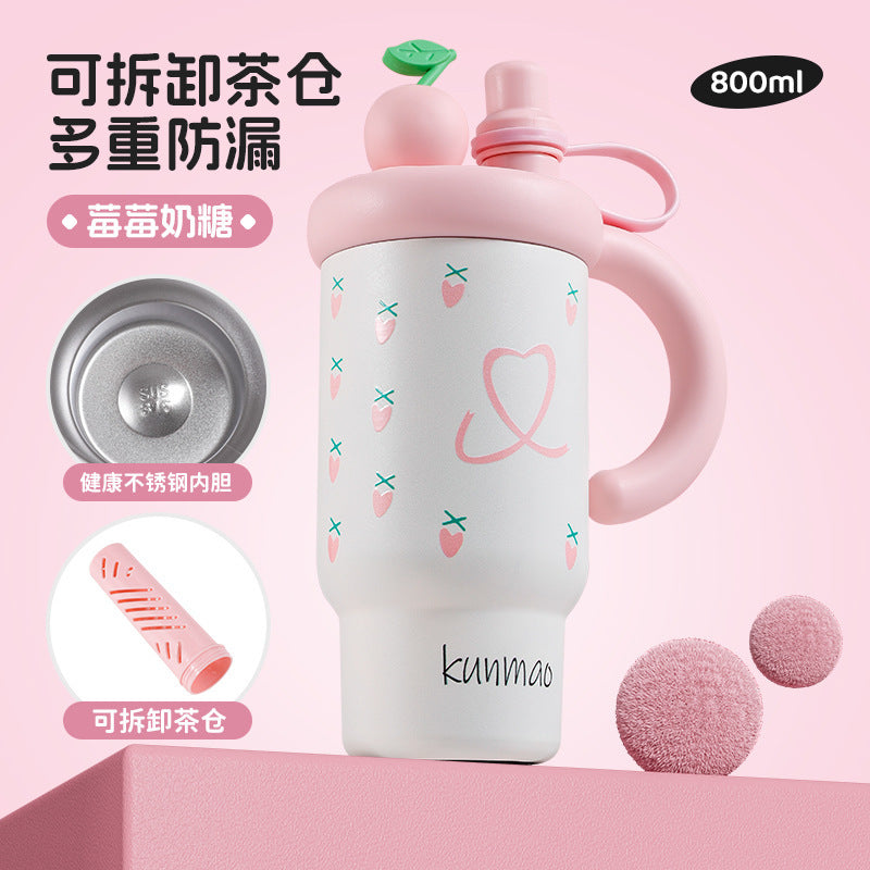 Personalized internet celebrity giant thermos cup 316 stainless steel straw water cup good-looking large capacity car ice cup
