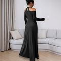 export high-end socialite style spring/summer new long-sleeved slim-fit bodycon black lace dress for women - early summer collection