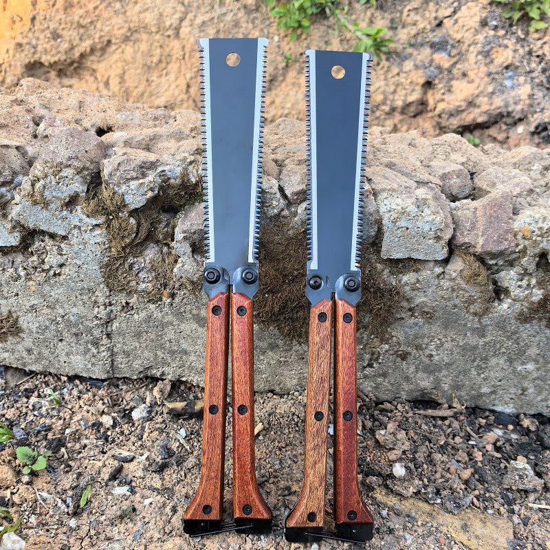 Blu-ray quenched sk5 steel dense tooth double-sided folding saw woodworking special hand saw household handheld woodworking saw