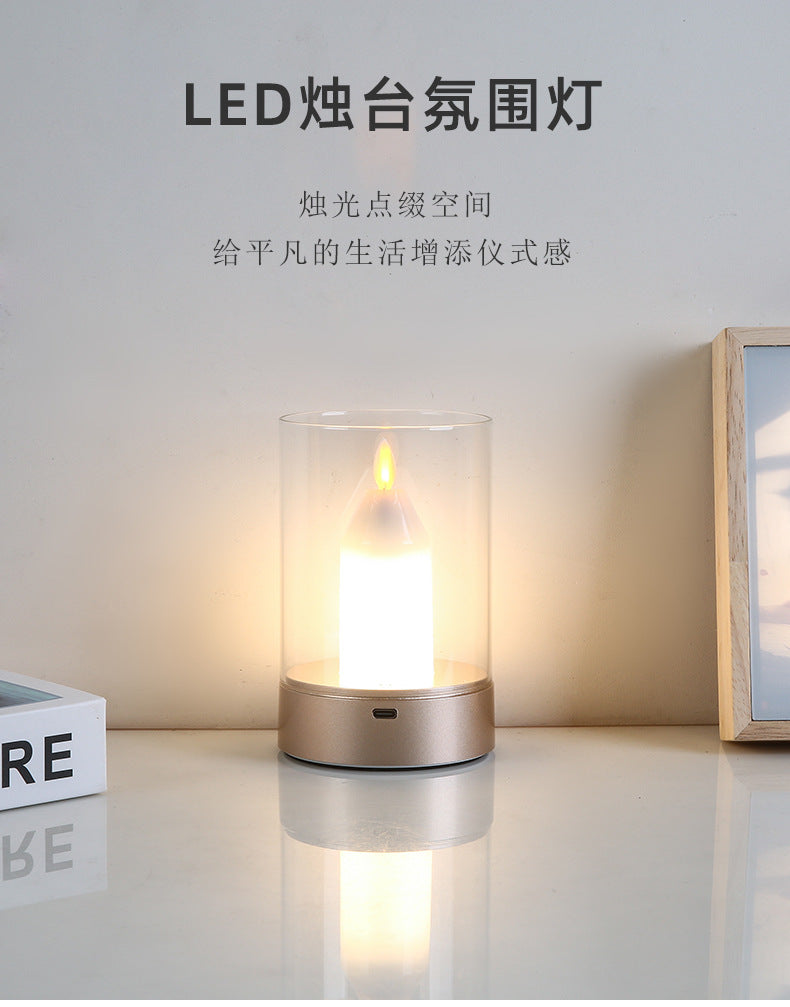 Candle-style premium rechargeable night light - creative motion sensor monike aluminum adjustable light portable ambient lamp