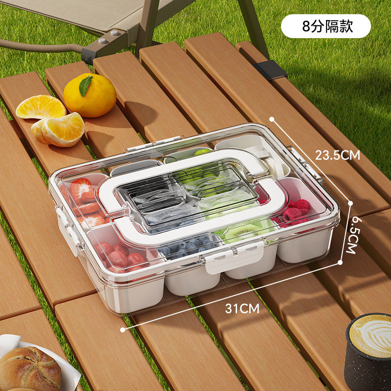 Salad crisper, eight-point grid, spice box, sealed refrigerator, frozen storage box, portable picnic, fruit and vegetables