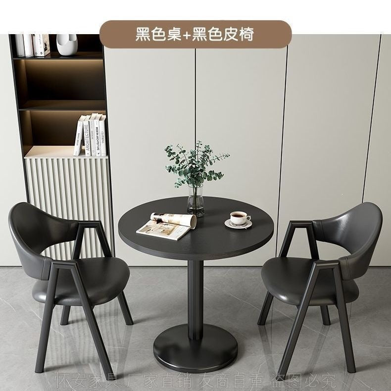 Minimalist modern negotiation table and chair set - perfect for bubble tea shops, coffee shops, dining tables, balcony round tables, casual small spaces, and reception areas