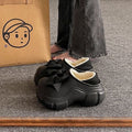Women's winter cotton slippers - 2025 new indoor home cute warm fuzzy bowknot fleece-lined cotton shoes