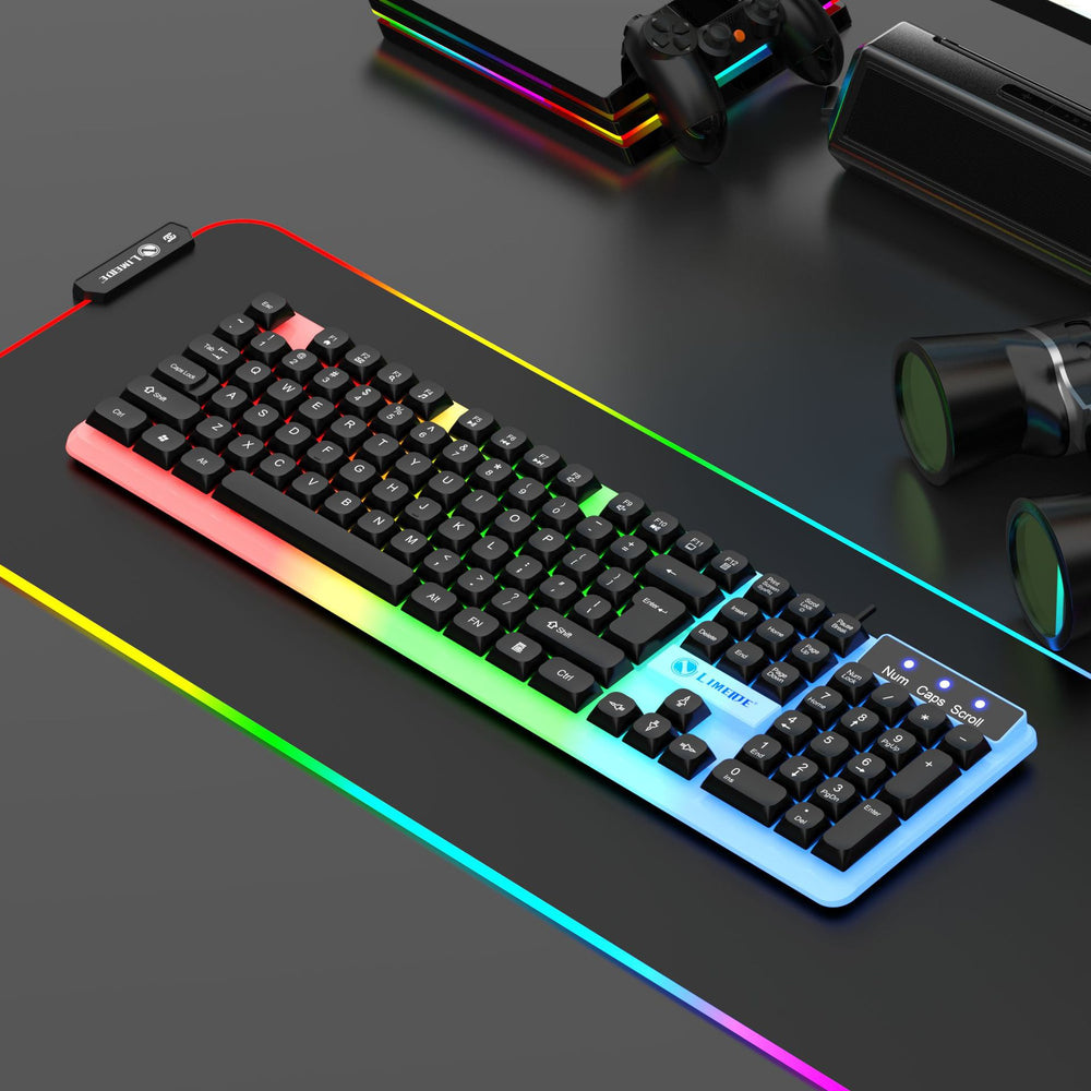 Li-mag t25 mechanical feel keyboard and mouse combo - wired metal keycap set for gaming, office, and desktop use