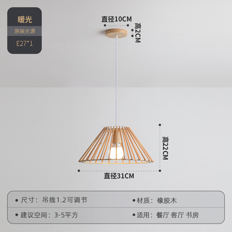 Japanese restaurant chandelier Nordic simple log dining table light retro wabi wind room homestay bar lighting handmade
