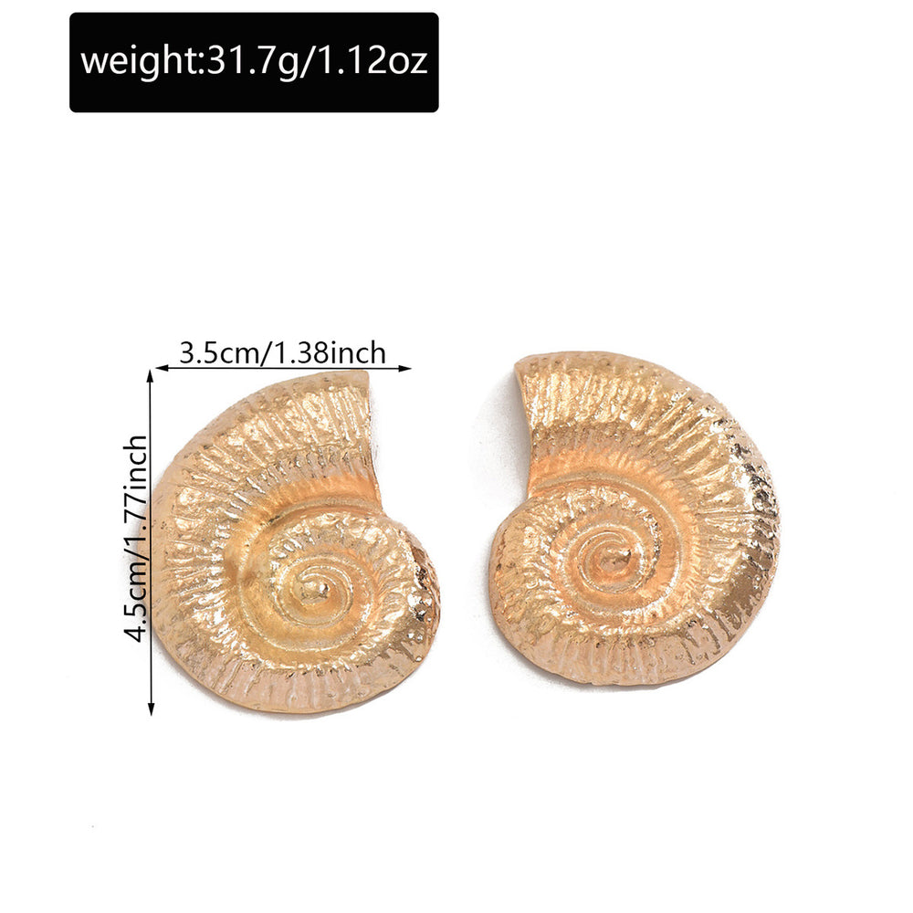Wholesale alloy seashell earrings - european & american style, ocean-inspired studs, women's fashion, vintage geometric threaded statement earrings