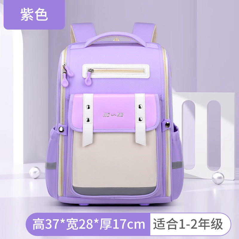 2025 new british style elementary school backpack - grades 1-6, lightweight, large capacity, spine-protecting, hand-carry & shoulder bag