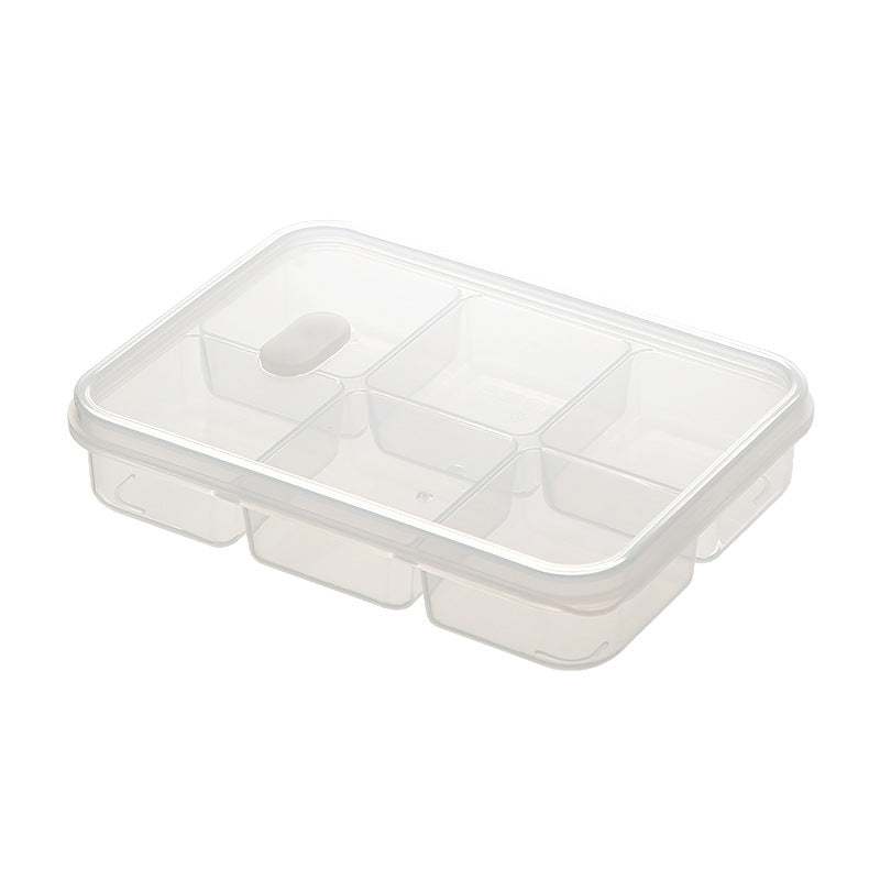 Sealed grid kitchen food storage box transparent food grade vegetable frozen meat sub-packaging refrigerator fresh storage box