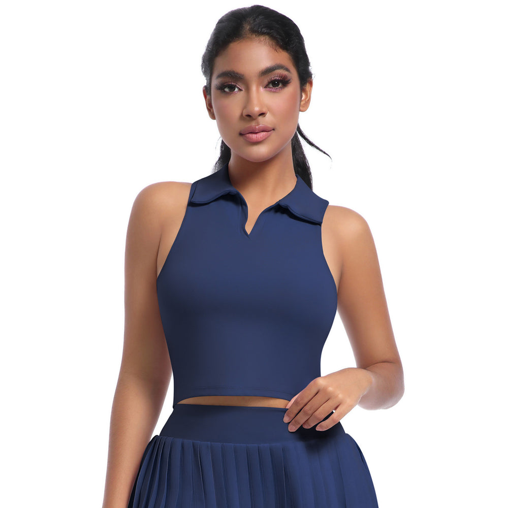 Naked-feel compression sports tank top with polo collar – perfect for yoga, running, and fitness. customization available