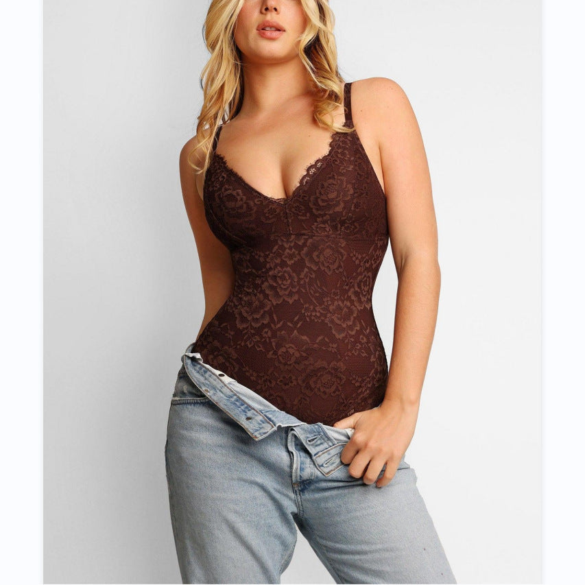Bodyshaper suspender one-piece body shaping garment for women, tummy control bra, lace tight shaping garment, cross-border exclusive supply