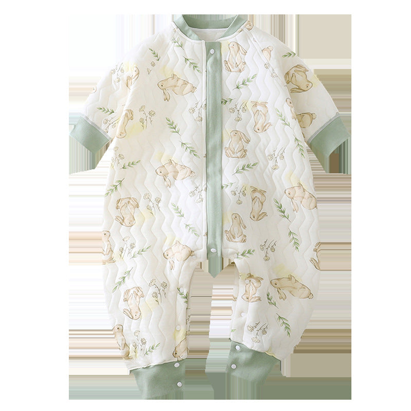 Kids sleeping bag fall and winter style quilted split-leg zipper sleeping bag baby pure cotton type a romper infant anti-kick quilt
