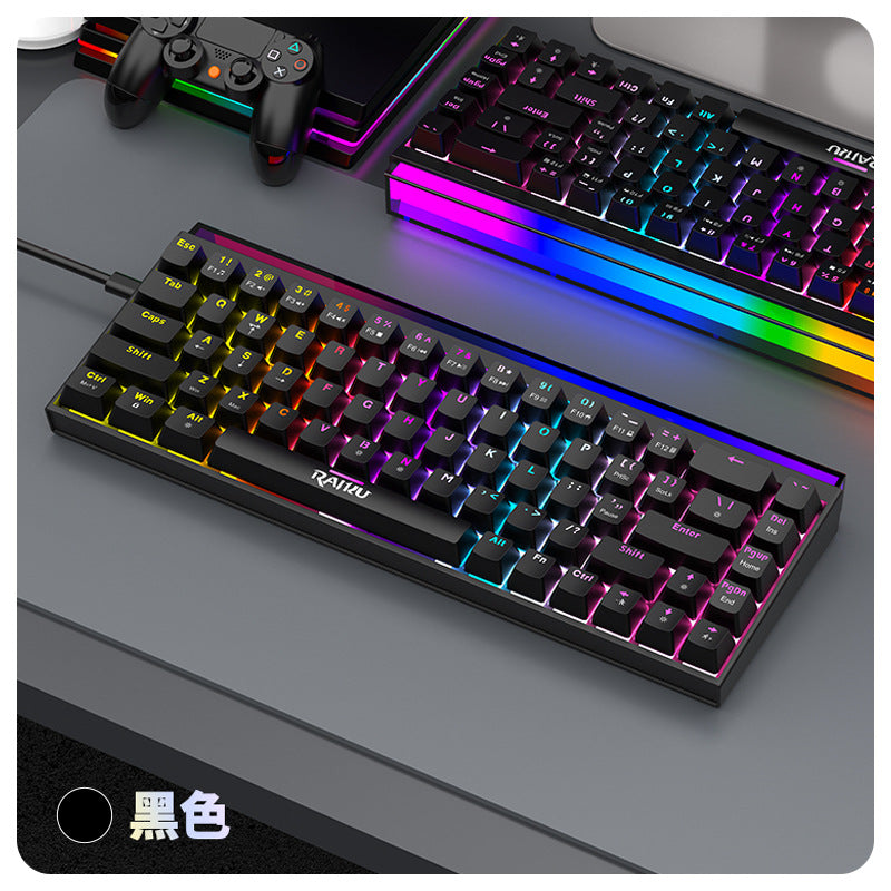 Raiku gk68 blue switch mechanical keyboard - gaming, hot-swappable, high-performance, light box, detachable cable