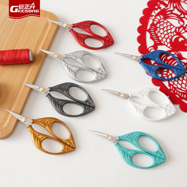 Tea art small scissors sewing thread cutting head tea tip stainless steel office dragon and phoenix handmade special gold scissors wholesale