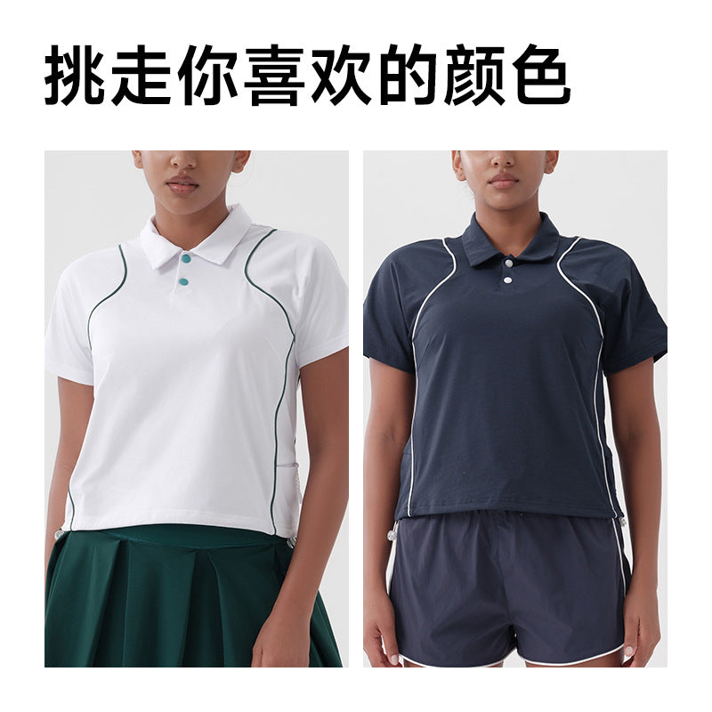 New women's casual quick-dry activewear: autumn sports running t-shirt, polo shirt, loose-fit training top