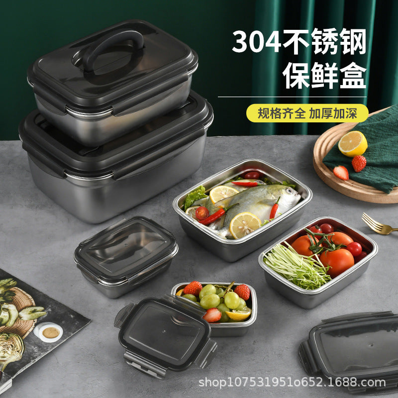 304 stainless steel food storage container - refrigerator & freezer safe, vacuum-sealed lunch box, food preservation container, rice box, and kimchi jar