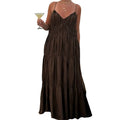 cross-border e-commerce women's fashion: european and american summer new arrivals - elegant and stylish solid color casual camisole maxi dress