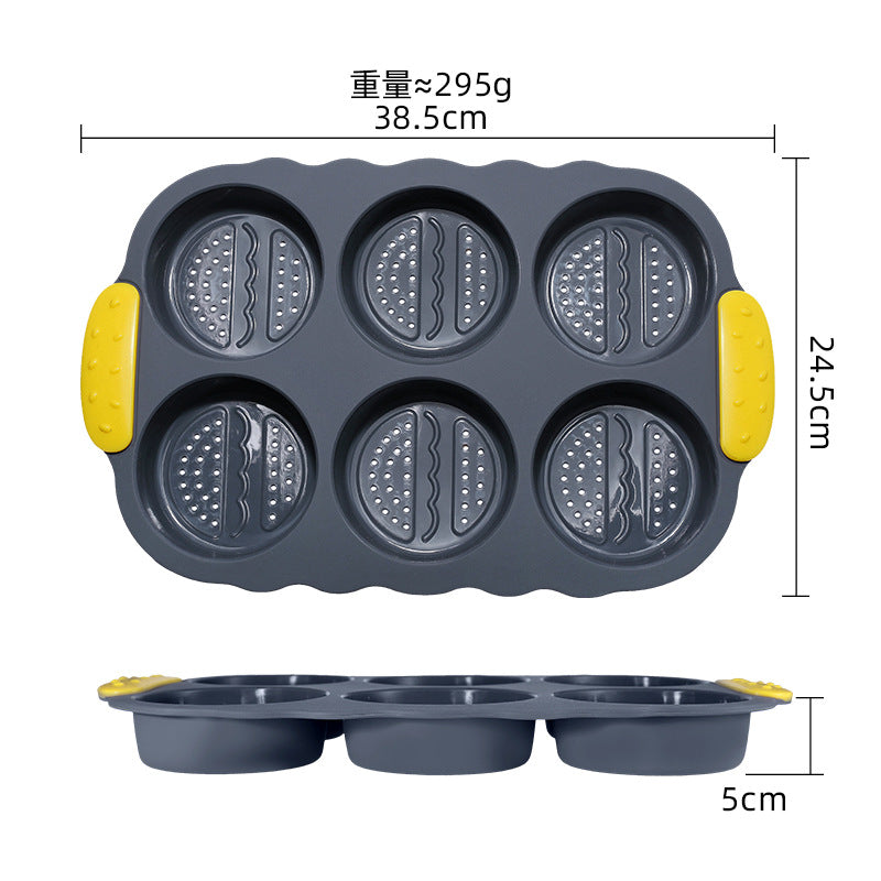 amazon silicone burger mold 6-piece enlarged handle bread mold kitchen baking tool non-stick baking pan