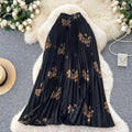 Chiffon midi skirt - women's autumn  new arrival: flattering, flowy, a-line skirt with pleats and floral print