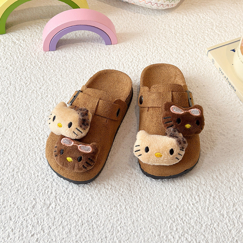 Kids' birkenstock-inspired outdoor sandals: 2025 spring/autumn cartoon cute comfortable closed-toe slides for girls
