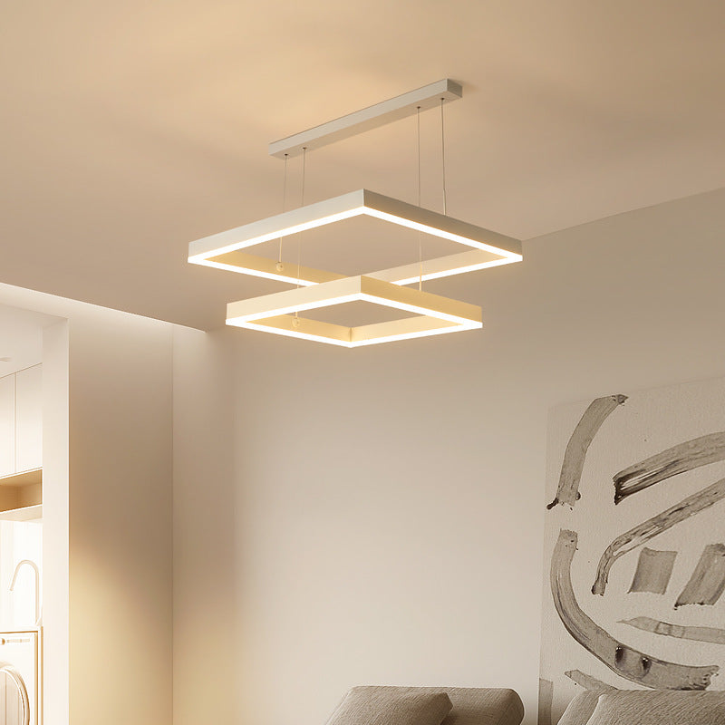 Living room chandelier Nordic lighting modern simple dining room minimalist white hall headlights atmospheric square living room main light