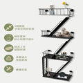 Trendy multi-tiered staircase shelf set - iron art wall-mounted storage rack for home bedroom decoration and organization