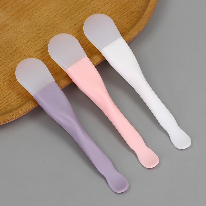 Large double-headed silicone facial mask brush with scoop, small waist, facial cleansing, smear-type mud mask brush, beauty tool