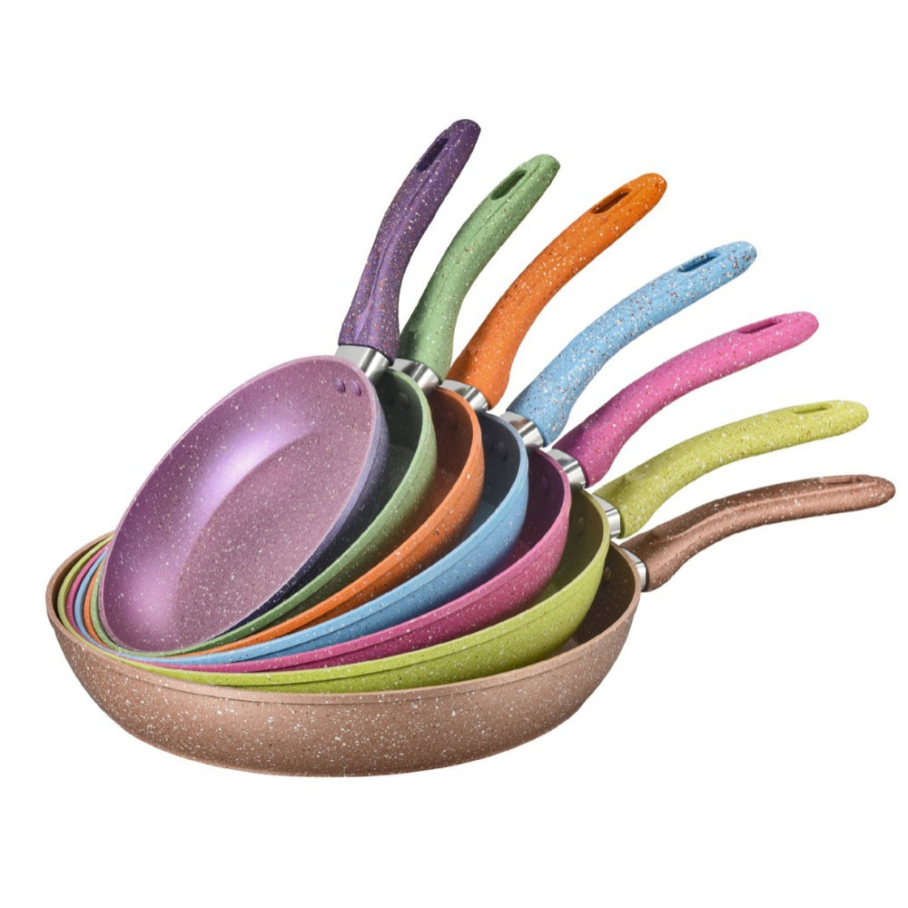 Colorful flat bottom for home medical stone non-stick pan imitation die-casting frying pan induction cooker neutral frying steak cooking pot