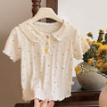 Korean style girls' new summer all-over star print short-sleeve t-shirt top - stylish and trendy for baby girls and children