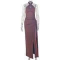 Fashion style cross-border evening elegance women's clothing silm display hip skirt halter neck easiest for match pleated longdress trendy
