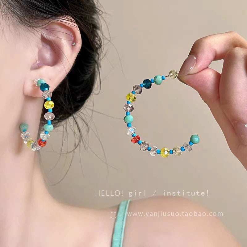 Spring break style white floral earrings - unique dopamine studs, niche design, versatile earrings