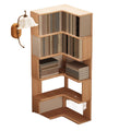 Rotating bookshelf, large capacity home storage rack, living room bookshelf, floor-standing storage rack, wall-mounted student bookcase, wooden bookshelf