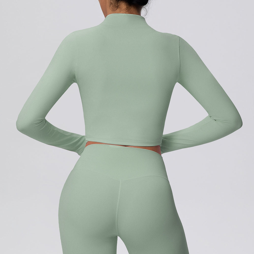 Short zippered outdoor running sports yoga outwearslimming look fitness long sleevesoutwear cloud-like quick-drying yoga clothes for women