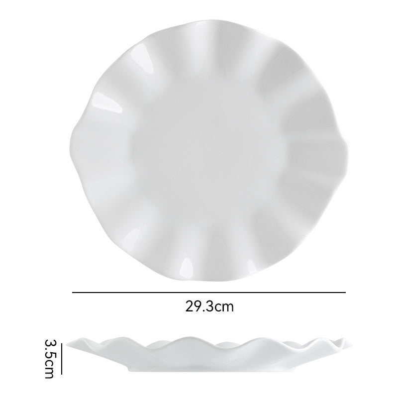 Minimalist pure white ceramic dinnerware set for home, restaurant, and hotel use - porcelain plates, creative plating, and dessert bowls