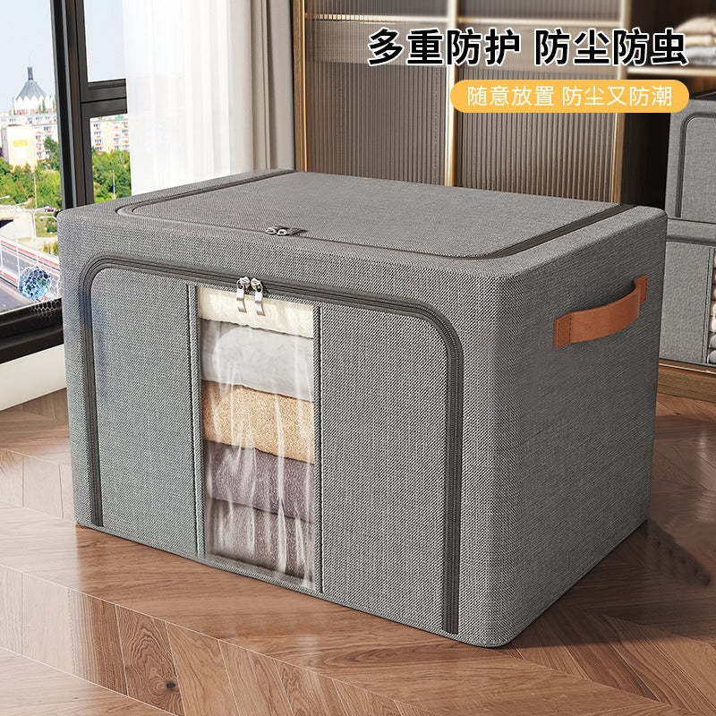 Cationic double window steel frame box fabric storage box household clothes sundries toy storage storage wardrobe finishing box