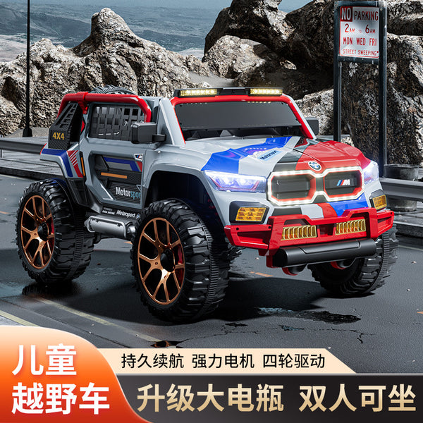 Children's electric vehicles can seat double men, women and children four-wheel drive remote control car music charging self-driving baby toy car