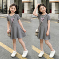 Girls' summer dress - new  collection - elementary school butterfly knot skirt - cute girl's dress - trendy casual style