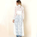 spring/summer european and american cross-border new arrival:  independent site women's lace floral high-low sheer top