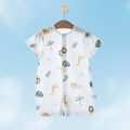 Baby short-sleeve snap-crotch romper, infant home air conditioning suit, breathable mesh crawling jumpsuit for 0-2 year olds