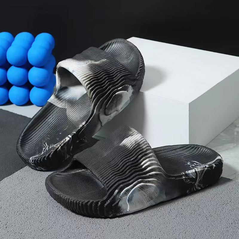 Summernew arrivaltrendy flip-flops kanye stepped on shit slippers plus sizek-stylefashionthick soleeasiest for matchcouple slippers