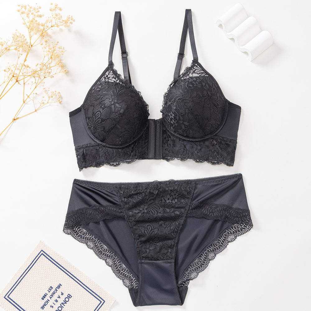 fashionlace bra suit push-up front button push-up breast adjustment women's bra