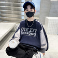 Boys' fall sweatshirt  new style: mid-to-large size kids' autumn/winter fleece-lined, thickened, cool & stylish autumn top