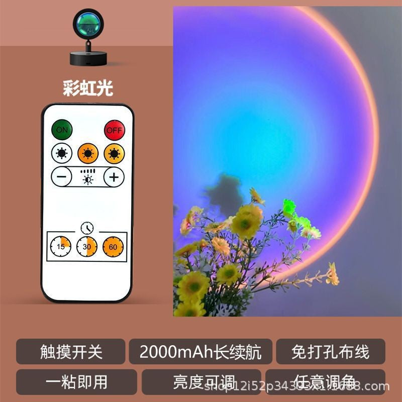 Popular wireless remote control charging sunset lamp sunset lamp wall lamp wiring-free atmosphere background wall decorative painting lamp
