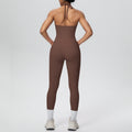 New arrival cross-border brushed beautiful back tight strap halter high waist yoga suit sports running fitness two-piece set