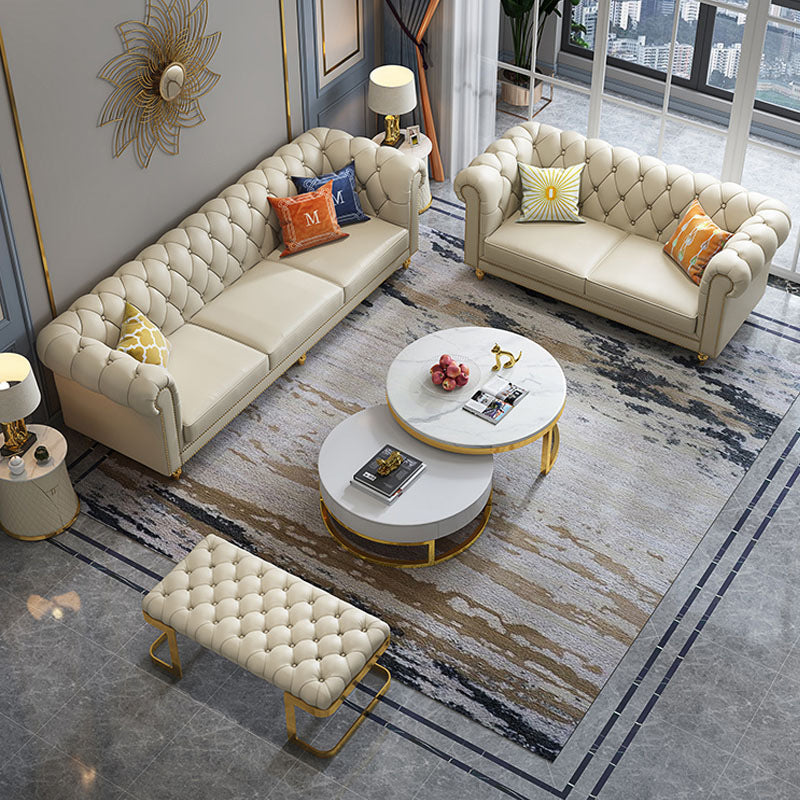 American light luxury corner leather buckle sofa designer modern light luxury small apartment princess chair combination furniture