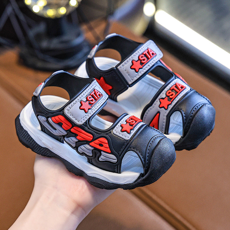 new kids' sandals: summer anti-slip soft sole, velcro closure, for boys (mid-to-large children) and toddlers, perfect for the beach