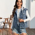 Fashion cross-border export independent station  new washed classic style denim vest waistcoat tops for women