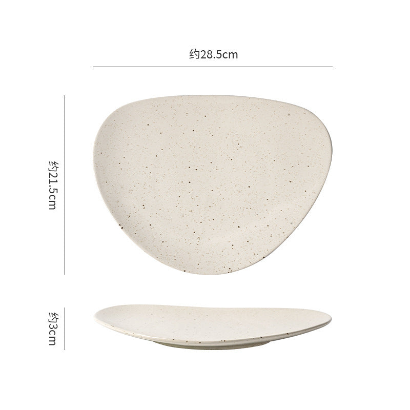 Creative stylish triangle stoneware dinner plate western food steak plate pasta plate cooking plate home practical large dish plate