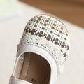 Girls' breathable new children's retro woven sandals summer closed-toe mary jane sandals lace soft sole beige
