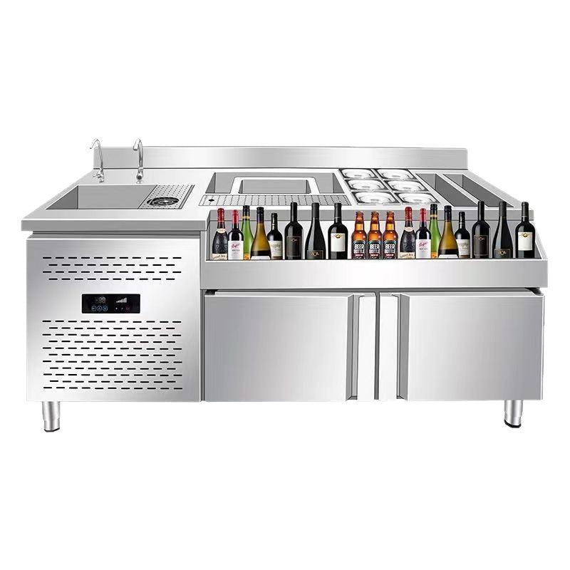 Stainless steel bartending station - complete cocktail bar equipment set for cocktail bars and lounges - bartending workstation & bar cabinet